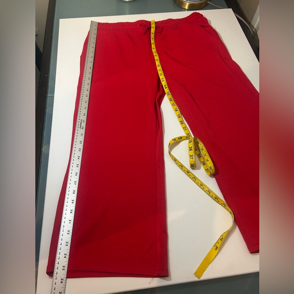 Scoop Women's Ultimate Scubaknit Cropped Sweatpants Size XL Red Drawstring - Picture 14 of 15